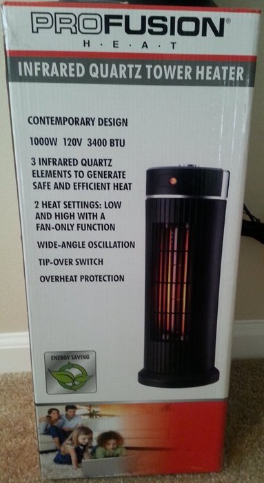 Oscillating Black Silver Contemporary ProFusion Infrared Quartz Tower Heater / Fan