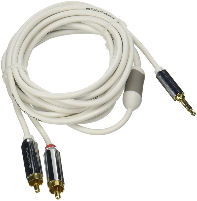Monoprice 109301 10-Feet Stereo Male to RCA Stereo Male Gold Plated Cable for Mobile, White