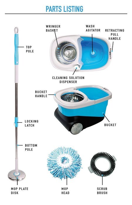MopRite Spin Mop - Deluxe Stainless Steel Spin Mop and Bucket System with Wheels, Dual Function System for Spin... N2