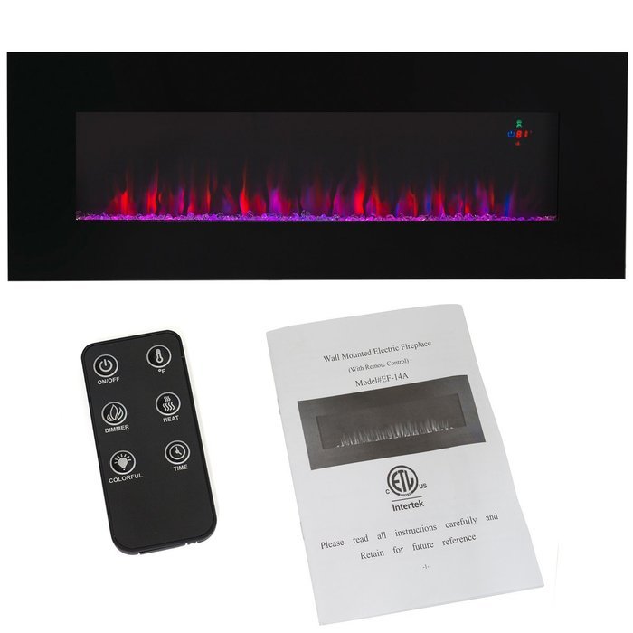 XtremepowerUS Allure Linear Wall Mount Smokeless Electric Fireplace, 50-inch Wide