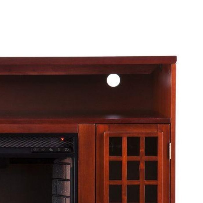 Amelia 48 in. Contemporary Freestanding Portable Indoor Electric Media Fireplace Heater in Mahogany Brown, Modern...