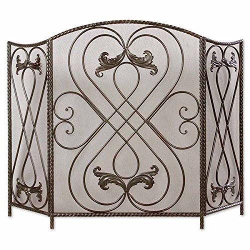 Uttermost Effie Distressed AGed Black Hand Forged Fireplace Screen
