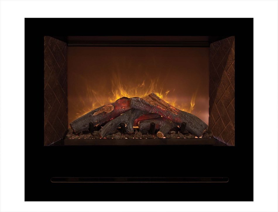Modern Flames Home Fire Series Electric Fireplace with Log Set and Black Glass Side Panels, 36-Inch N2