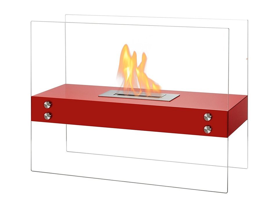 Ignis Ventless Bio Ethanol Fireplace Vitrum H Red