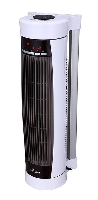 Hunter HPH15-E(White) Vertical and Horizontal Oscillating Digital Ceramic Heater with Remote Control (White)