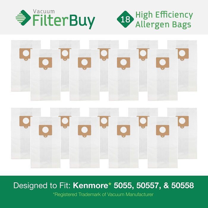 18 Kenmore Type C 5055, 50557 and 50558 Allergen Vacuum Cleaner Bags. Designed by FilterBuy to fit Kenmore 20-...