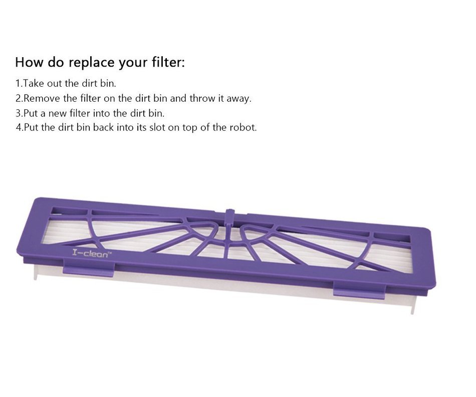 I-clean 6-pack High-performance Filter Replacement + 3 Side Brushes for All Neato Botvac Series Models, 70e 75... N8