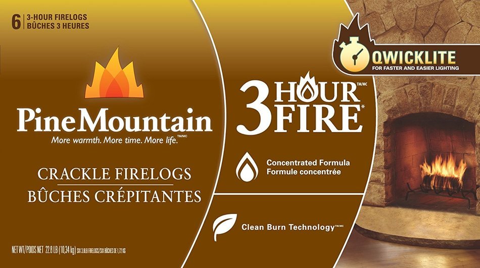 Pine Mountain Cracklelog Crackling Firelog, 3-Hour Burn Time, Crackle Sounds, 6 Logs