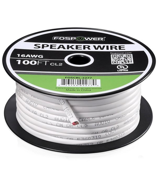 FosPower CL2 Rated 14AWG 2-Conductor In-Wall Speaker Wire (100 Feet) Oxygen-Free Pure Copper - UL Listed for In-Wall... N14