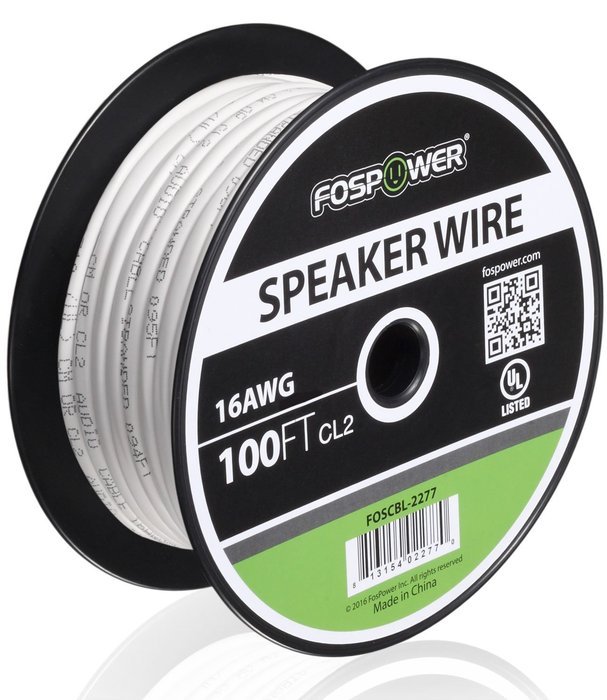 FosPower CL2 Rated 14AWG 2-Conductor In-Wall Speaker Wire (100 Feet) Oxygen-Free Pure Copper - UL Listed for In-Wall... N15