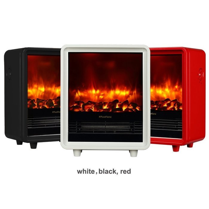 PuraFlame 1250W Clara White 9-Inch Mini Portable Electric Heater, White N20