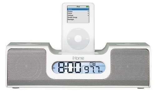 iHome iH5 Clock Radio and Speaker System for iPod (White) N2