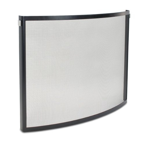Pilgrim Home and Hearth 18256 Odessa Bowed Fireplace Screen, Black and Polished Nickel