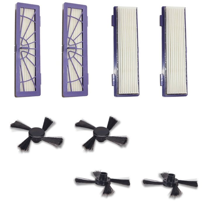 BESKIT 4Pcs Side Brush & 4Pcs Filter for Neato Botvac 70 70e 80 85 Neato 945-0123 Replacement Parts N4
