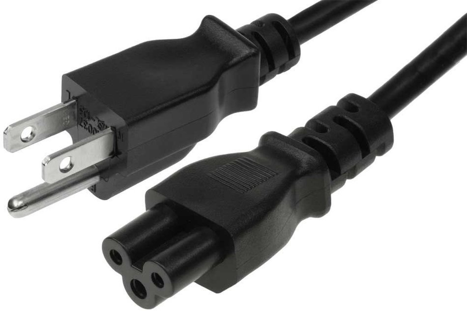 SF Cable Universal 1 feet 3-Slot Notebook AC Power Cord IEC320 C5 to NEMA 5-15P N4