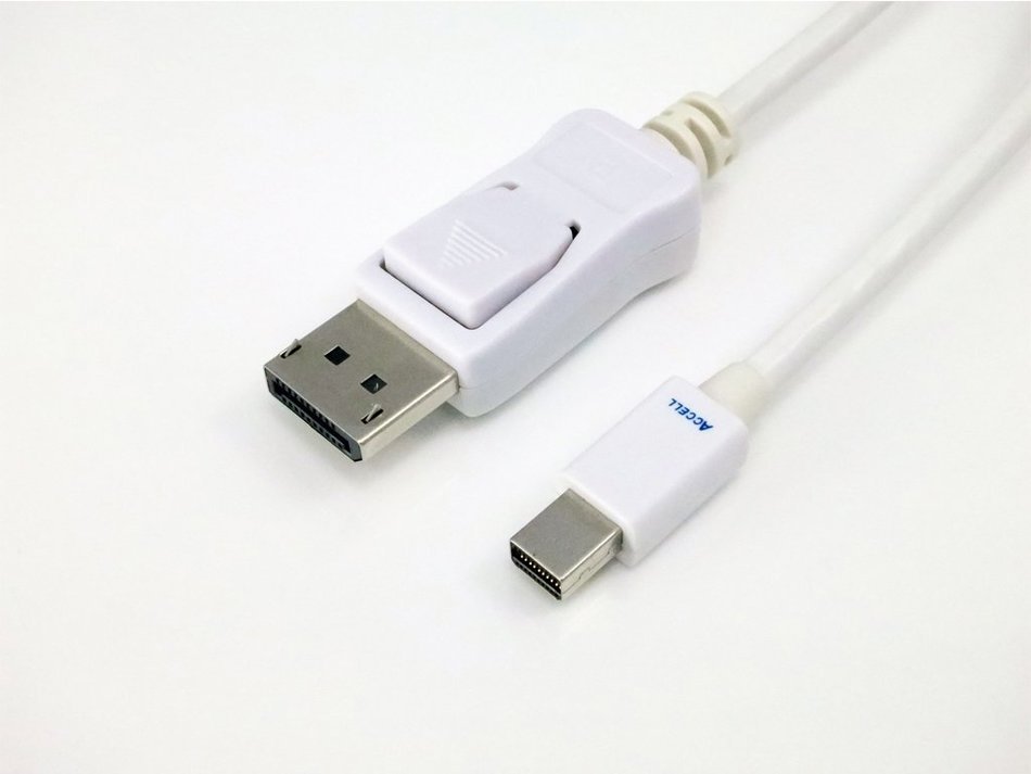 Accell B143B-003J UltraAV Mini DisplayPort to DisplayPort 1.2 Cable with Latch - 3.3 Feet (1 Meter), White N7