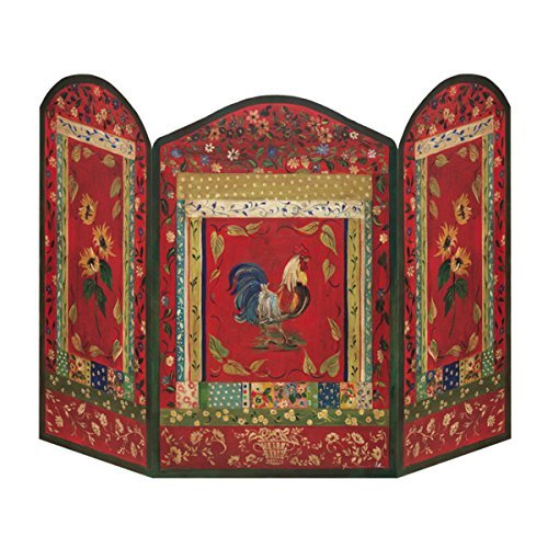 Rooster 3 Panelled Decorative Fireplace Fire Screen N2
