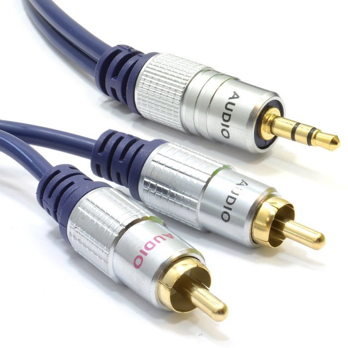 kenable Pure HQ OFC 3.5mm Stereo Jack to 2 RCA Phono Plugs Cable Gold 2m (~6 feet) N2