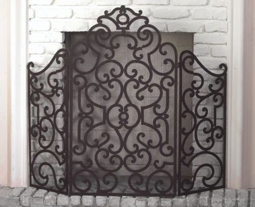FIREPLACE SCREENS - "BARCELONA" FIREPLACE SCREEN - OLD WORLD FINISH