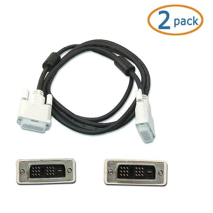 WOVTE DVI to DVI Single Link 18+1 Pin Digital Video Monitor Cable 6ft White Pack of 2 N5