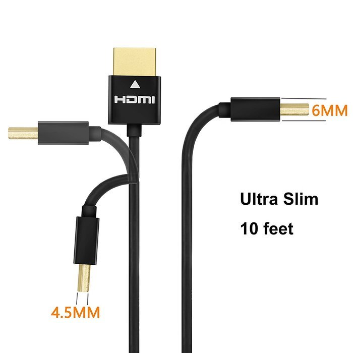 Perlegear Ultra Slim Flexible 10ft HDMI Cable - High speed, 3D, Full 1080P, Ethernet, Audio Return, for HD TV,... N7