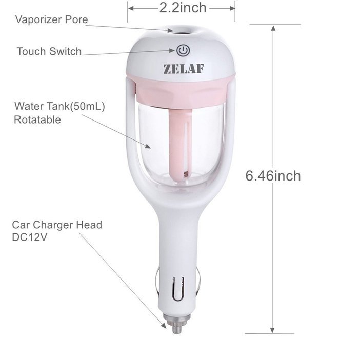 ZELAF&reg; Z8 Car Charger Port Mini Travel Portable Cool Mist Ultrasonic Humidifier with Aroma Diffuser Essential... N11