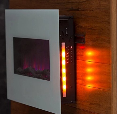 Electric Fireplace Wall Mount,Wall Heater 42 in. LED Wall Fireplace , Color White, 10 Flame-Warm Up Any Decor...