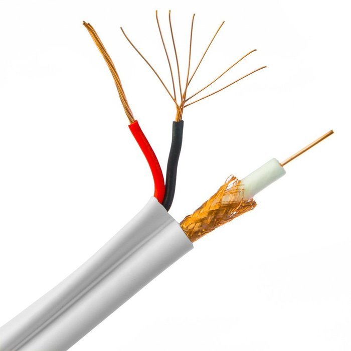 SkuBros Bulk RG59 Siamese Coaxial/Power Cable, White, Solid Core (Copper) Coax, 18/2 (18 AWG 2 Conductor) Stranded... N2
