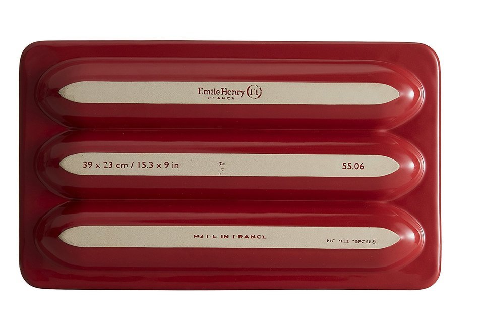 Emile Henry Made In France Flame Baguette Baker, 15.4 x 9.4", Burgundy N3