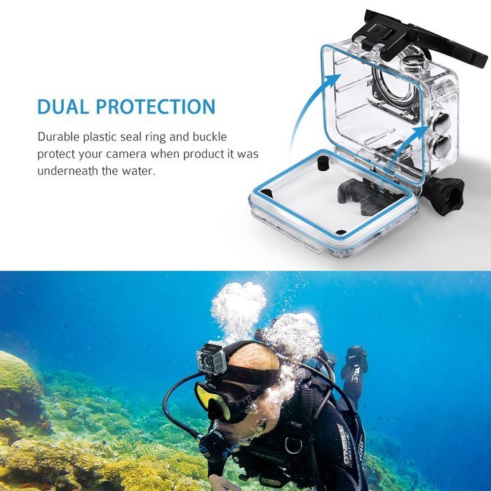 Pictek Waterproof Case for Action Camera, Replacement Underwater Protective Housing Case Up to 98FT(30 Meters)... N2
