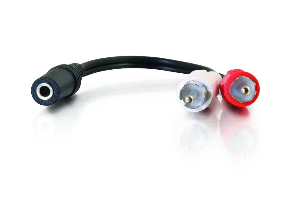 C2G / Cables To Go 40424 Value Series One 3.5mm Stereo Female to Two RCA Stereo Male Y-Cable (6 Inch, Black) N3