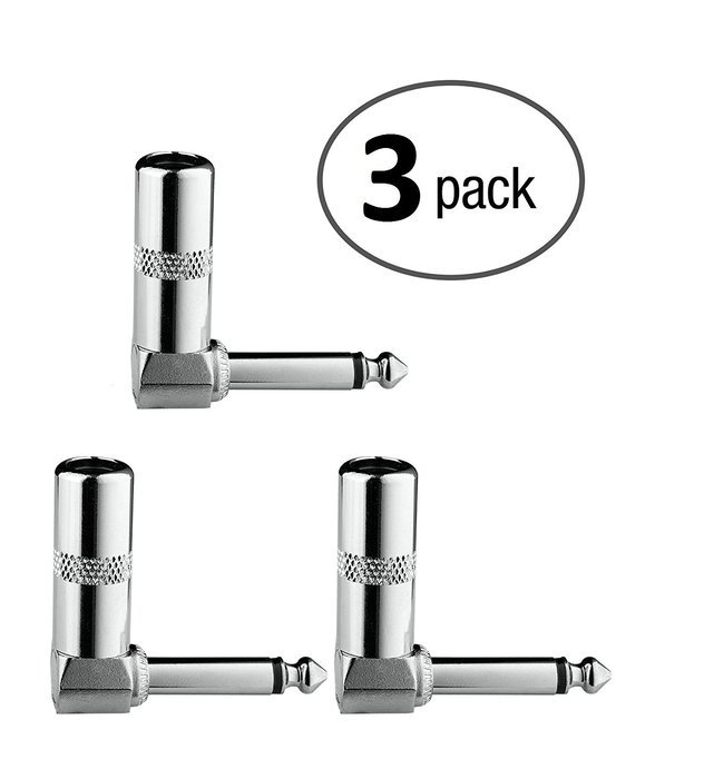 Aurum Cables 3 Pack 6.35mm 90 Degree Angled Mono Male Solder Connector N2