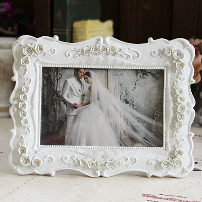 Spritech(TM) Everyday Life Wedding Photo Resin Picture Frame With Elegant Flower