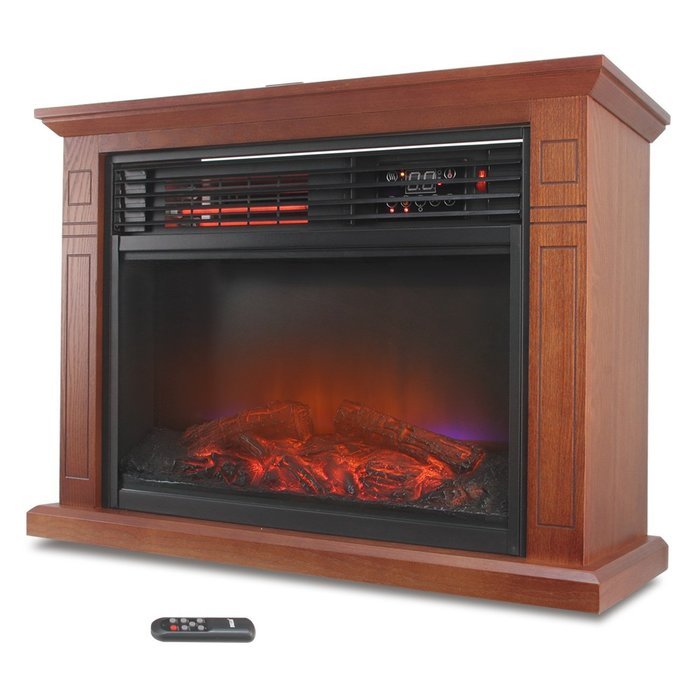 Della 1500W Deluxe Infrared Quartz Fireplace Heater Flame Wood Log Caster with Remote Control