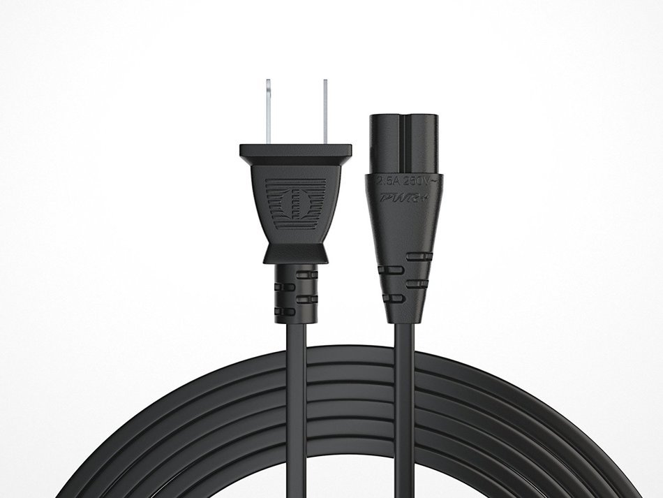 [UL Listed] Pwr+ AC Cable Replacement Power Cord 2 Prong 6 Feet (Black) N10
