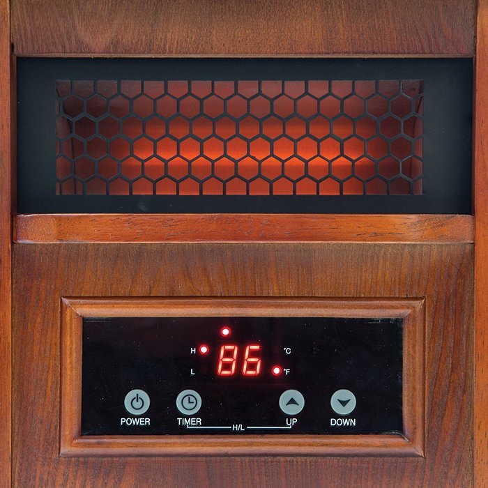 Snow Joe SJQH1500-DO 1500W Quartz Dark Oak Wood Portable Infrared Space Heater with Stainless Steel Diffuser &...