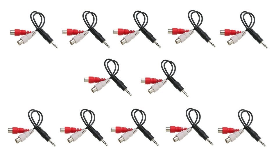 C&E CNE63417 2 x RCA Male, 1 x 3.5mm Stereo Female, Y-Cable 6-Inch Gold Plated Connector, 2-Pack N9