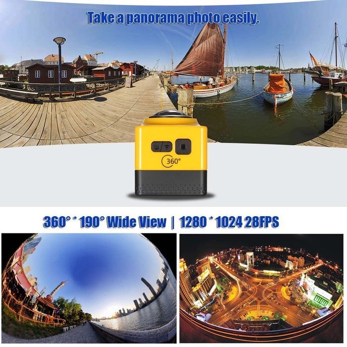 Cube 360 WiFi 360 Degree Wide Angle Action Camera - Sports Cam Recorder with Standard 1/4 Screw Interface, DEEP... N2