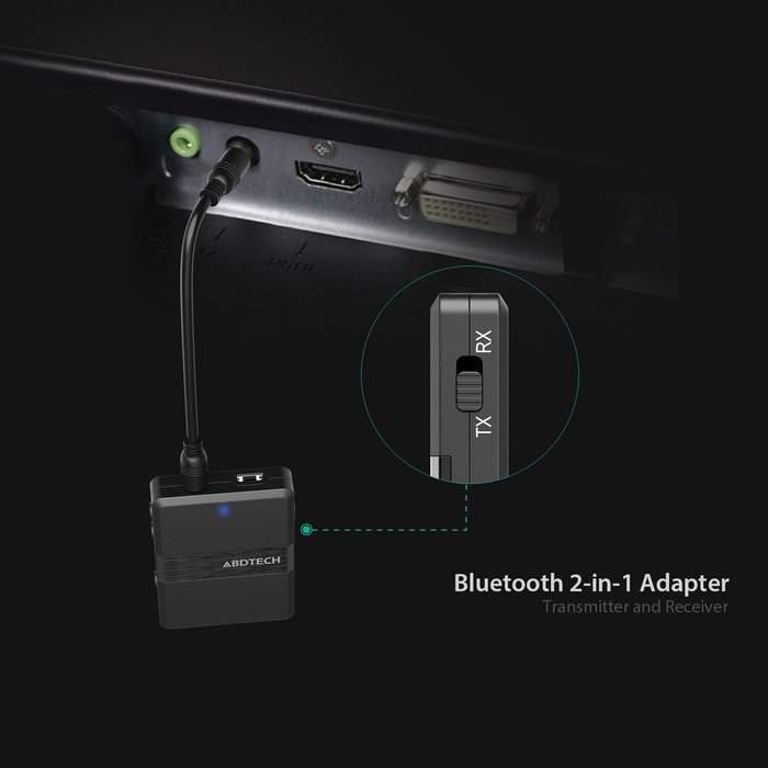 Bluetooth 4.1 Stereo Transmitter and Receiver,Abdtech Wireless 2-In-1 Adapter With 3.5mm Stereo Output and apt-X... N7