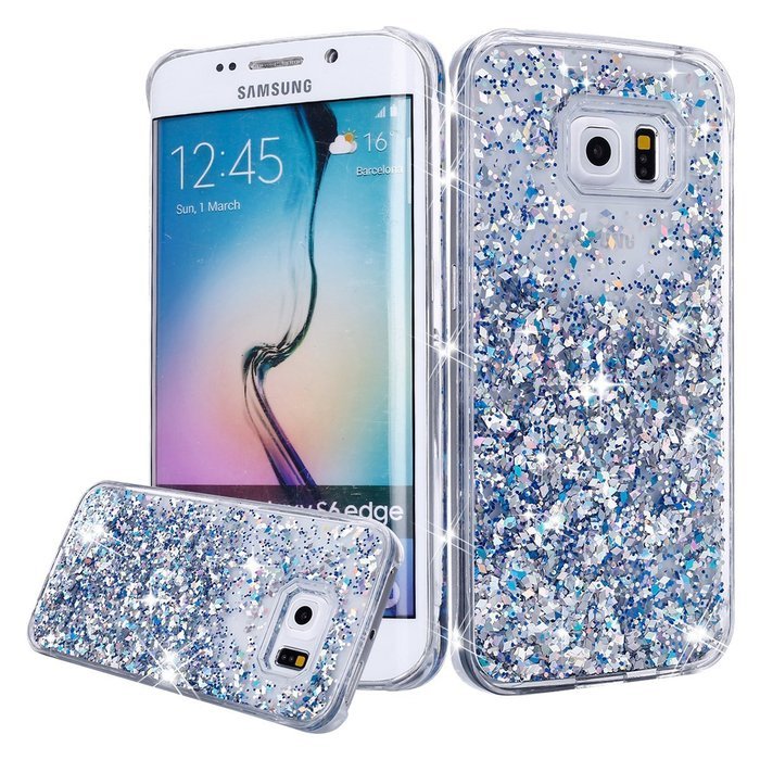 Galaxy S6 Edge Case,Galaxy S6 Edge Liquid Cover,PHEZEN Christmas Tree Santa Claus Design Cool Quicksand Moving... N3