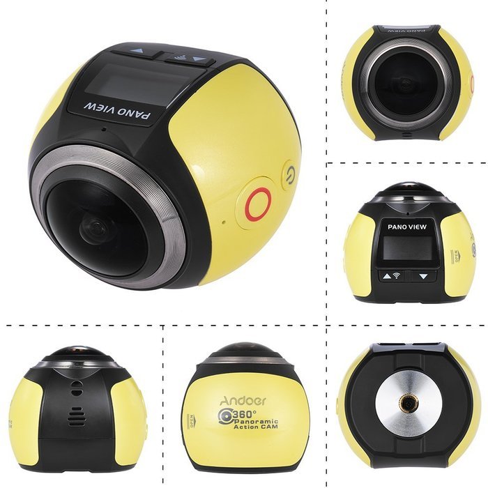 Andoer 360 Degree Wifi 2448P 30FPS 16M Fisheye Film Source Panorama Camera for Virtual Glasses VR Action Sports... N16