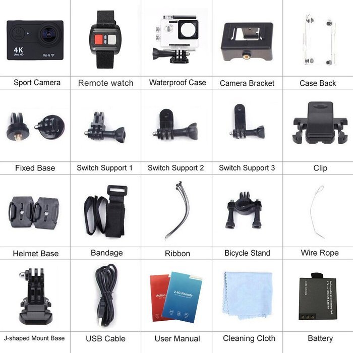 Andoer&reg; Sports Action Camera DV 2.0" LCD 4K(3840*2160) 15fps 1080P 60fps Full HD Wifi APP 30M Waterproof 12MP... N7