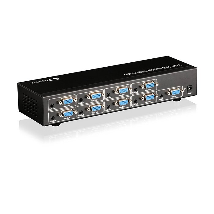 Portta PET0102V 2 Port 1x2 VGA Splitter with 3.5mm Stereo Audio support Bandwidth 500MHz 1080p N6