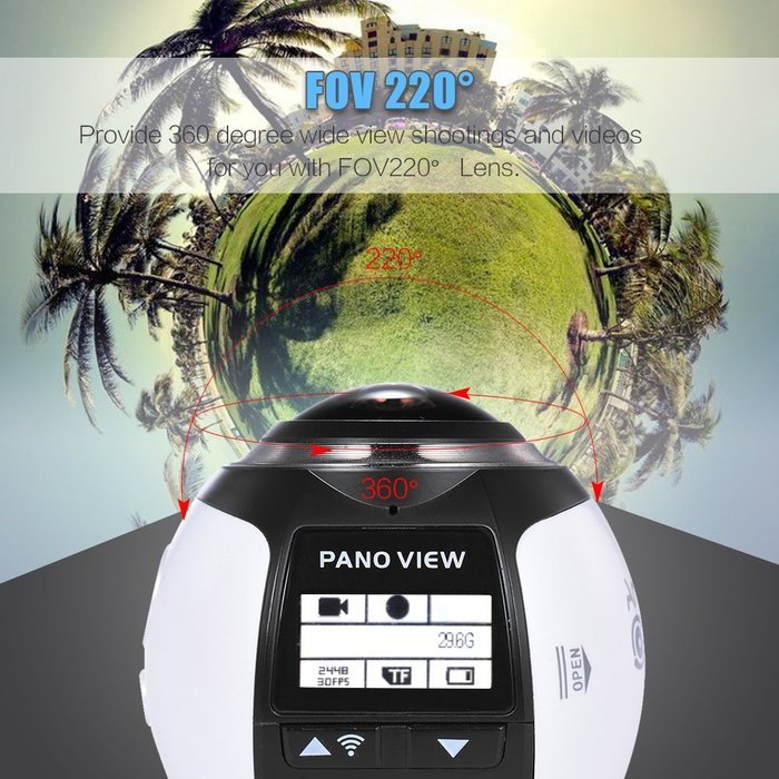 Andoer 360 Degree Wifi 2448P 30FPS 16M Fisheye Film Source Panorama Camera for Virtual Glasses VR Action Sports... N23