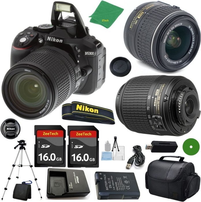 ZeeTech Ultimate Bundle for D5300 24.2 MP DSLR, NIKKOR 18-55mm f/3.5-5.6 Auto Focus-S DX VR, Nikon 55-200mm f4...