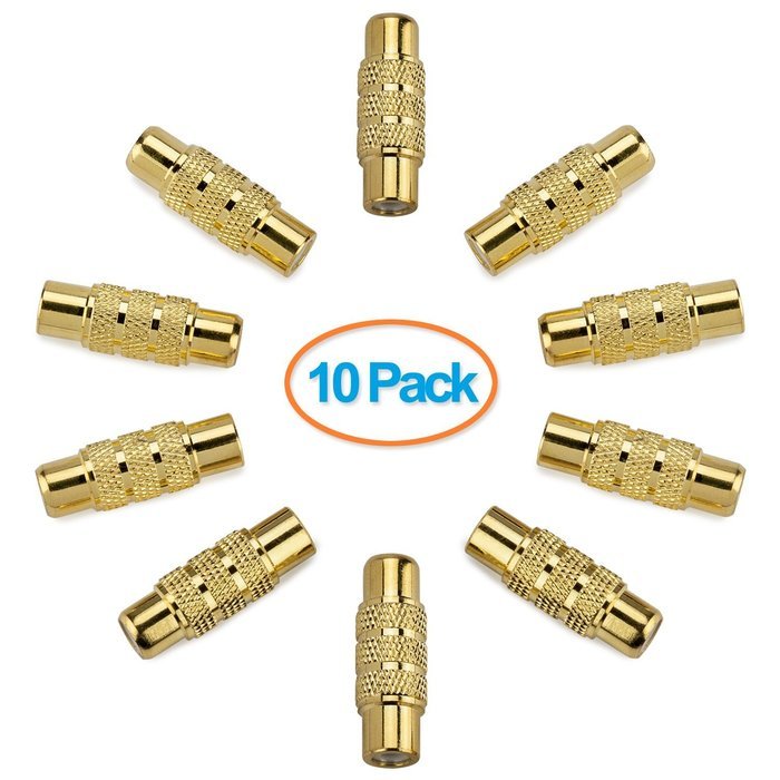Aurum Cables 10 Pack RCA Female to Female Coupler Jack Adapter N2