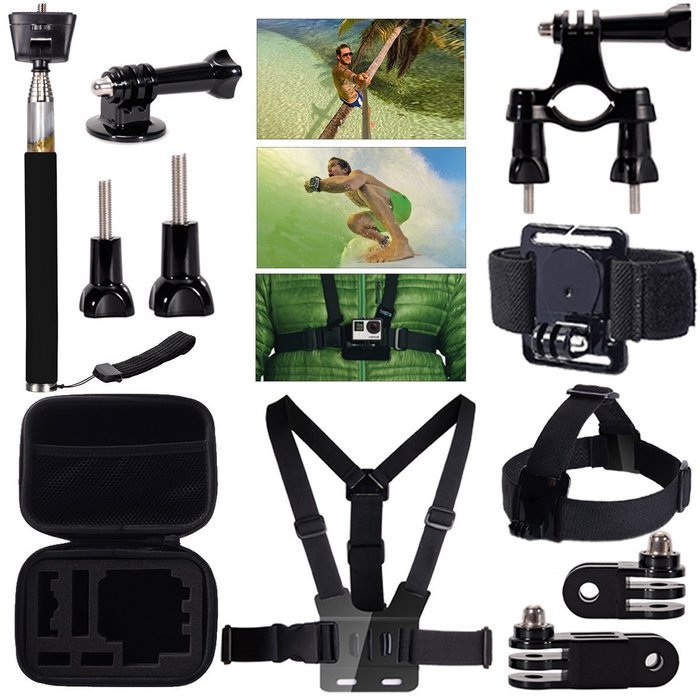 VolksPro 7 in 1 GoPro Accessories Kit D for GoPro Hero 4 Hero 3+ Hero 3 2 Go Pro Hero Camera: Small Case+Handlebar... N6