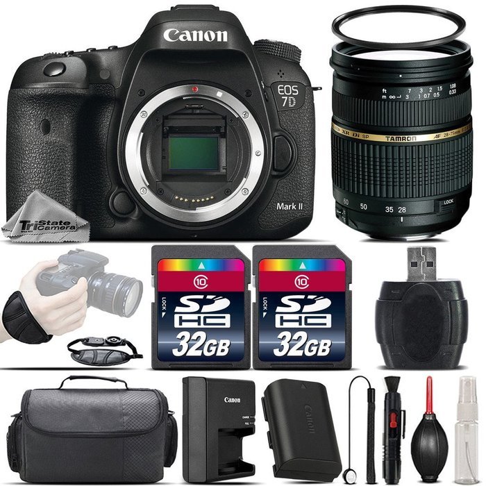 Canon EOS 7D Mark II DSLR Camera with Built-In GPS Receiver & Digital Compass + Tamron 28-75mm 2.8 XR Lens + 64GB...