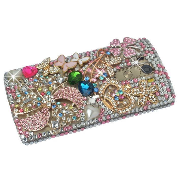 Spritech(TM) Clear Hard Bling Phone Case for LG G Stylo 2 LS775/LG Stylus 2 K520,Handmade Gold Crystal Flower... N8