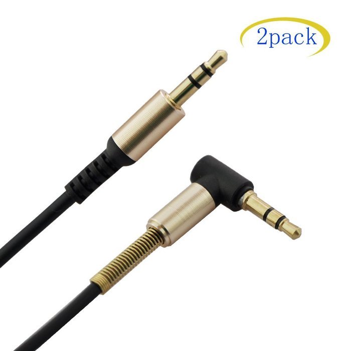 Seadream 2PACK 6 inch 3-Pole 3.5mm Male Right Angle to 3.5mm Female Stereo Audio Cable Headset Extension Cable... N10
